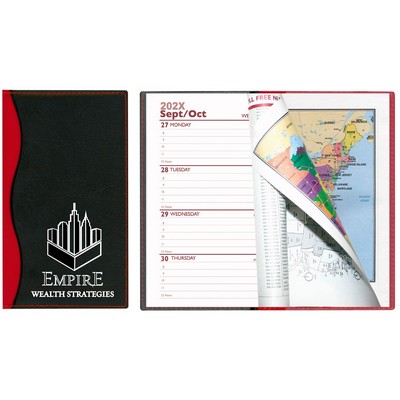 Soft Cover 2 Tone Vinyl Holland Series Weekly Planner w/ Map / 1 Color