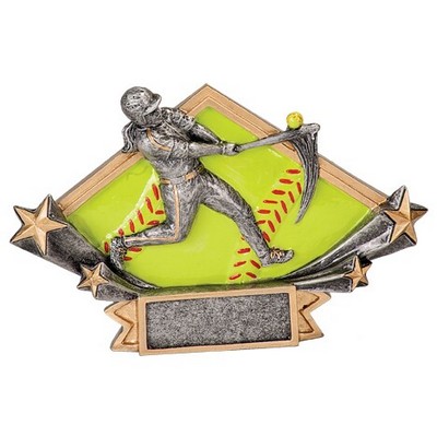 Diamond Star Resin Female Softball Award - 4 1/4"x6 1/4"