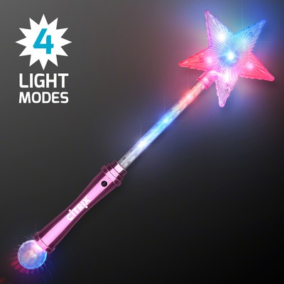 Custom Light Up Pink Super Star Princess Wand - Domestic Imprint