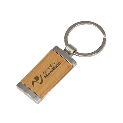 Key Ring - Genuine Maple Wood - Rectangular