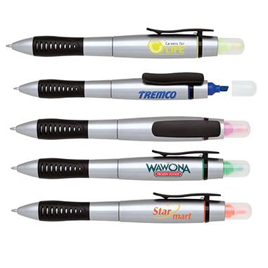 2- In- 1 Twist Action Highlighter And Ball Point Pen