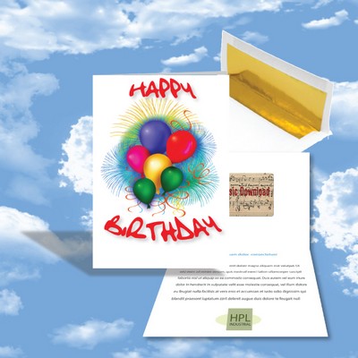 Cloud Nine Birthday Music Download Greeting Card w/ Happy Birthday Balloon Bouquet