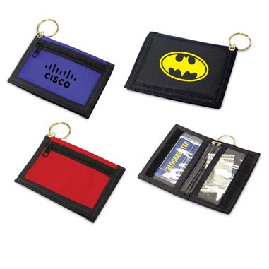 420D Nylon ID Key Chain Wallet (Clear Pockets Inside)