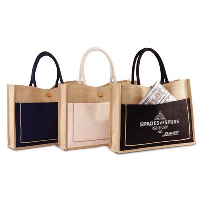 Two-Tone Dyed Jute Tote Bag with Cotton Webbed Handles