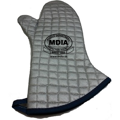 Oven mitt, 17" flame retardant material, screen printed