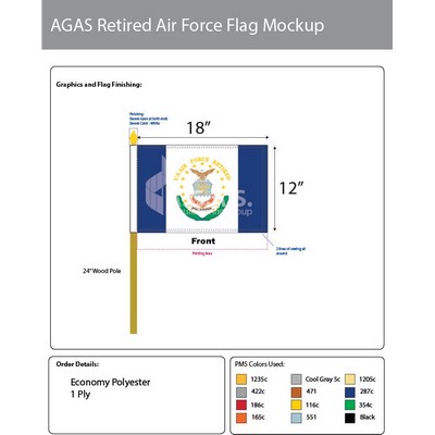 Air Force Retired Stick Flags 12x18 inch