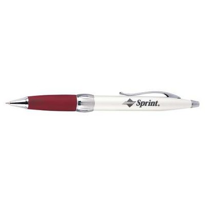 Rubberized Grip Ball Point Pen (Red/Silver)