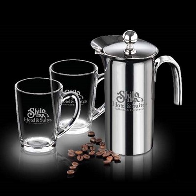 French Coffee Press & 2 Dundas Mugs