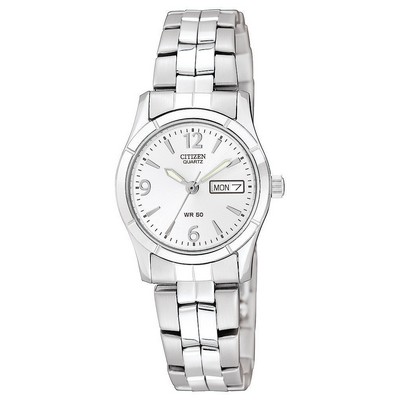 Citizen® Ladies' Quartz Watch w/Silver Tone Bracelet & Round White Dial