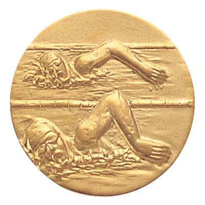 1" Stamped Female Swimmer Medallion Disc