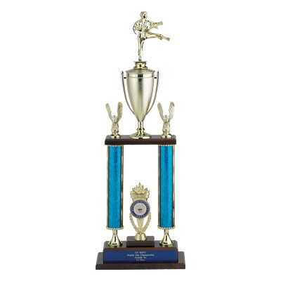 25" Blue Moonbeam 2-Column Trophy w/Eagle Trim & Takes Figure