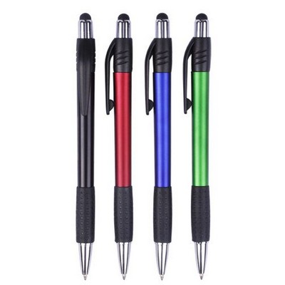 2-in-1 Plastic Push Style Ballpoint Pen/Stylus