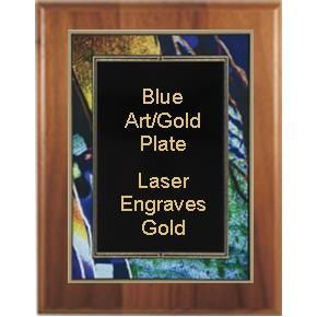 Cherry Plaque 8" x 10" - Blue Art/Gold 6" x 8" Art Plaque Plate