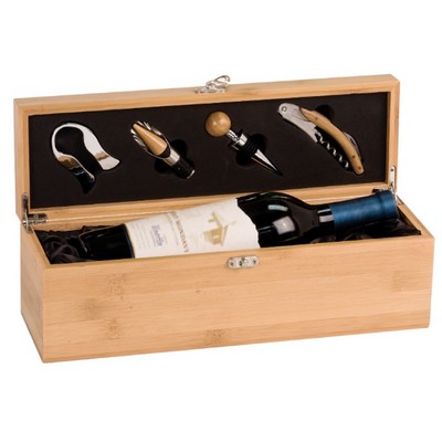 4.25" x 14.25" - Wood Wine Box Kit - Bamboo - Holds Bottle and Tools