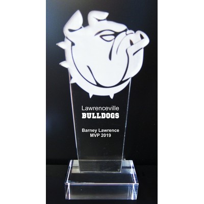 EXCLUSIVE! Acrylic and Crystal Engraved Award - 9-1/2" Tall - Bulldog