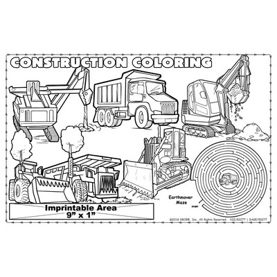 Construction Coloring - Imprintable Colorable Placemat