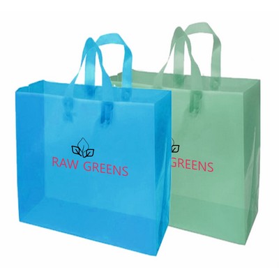 Colored Frosted Plastic Soft Loop Shopping Bag 2C1S (16"x6"x18")