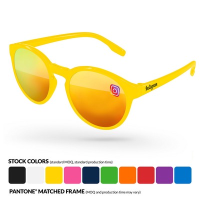 Vicky Mirror Sunglasses w/ Full Color Lens Imprint & 1 Color Temple Imprint