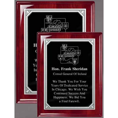 12" x 15" Rosewood Plaque w/Silver & Black Plate