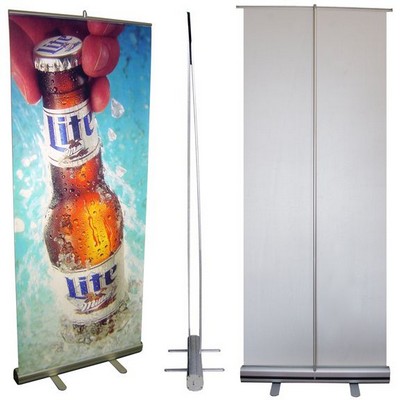 32" x 80" Retractable Banner Stand with custom Graphic and Carry Bag