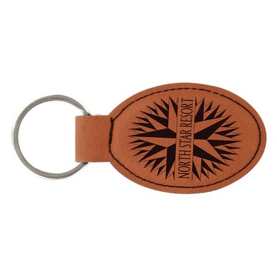 Rawhide Leatherette Oval Keychain