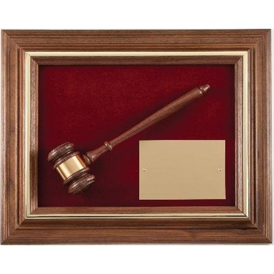 Walnut Frame Gavel Plaque 15 1/2 x 12 1/2"