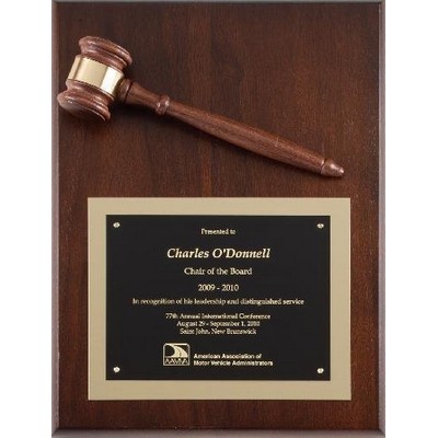 Walnut Gavel Plaque 9 x 12"