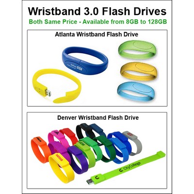 Wristband 3.0 Flash Drives - 128GB Memory