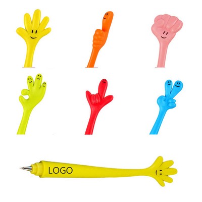 Flexible Soft Rubber Pen Exterior w/Various Hand Gestures