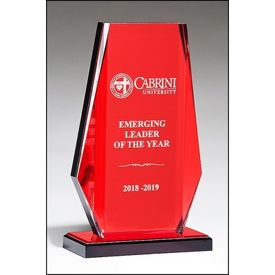 Clear Acrylic Award w/Red Mirror Upright & Base (4.25"x 6.5")