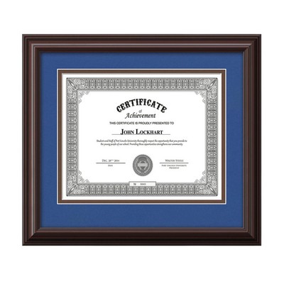 Cottingham Certificate Frame - Mahogany/Royal Blue 8½"x11"