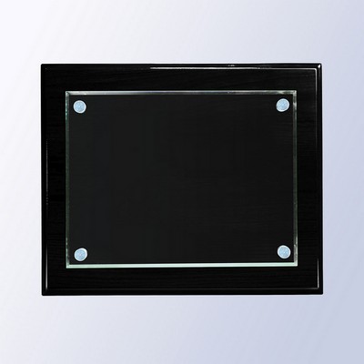 Ebony Premium Piano Finish Plaque, Small (Wood 10"x8" - Glass 8"x6")