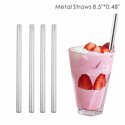 0.48 Inch Wide Straight Metal Straws