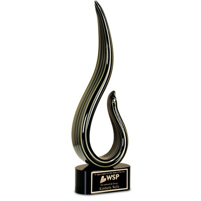 15" Black/Gold Curve Art Glass Award