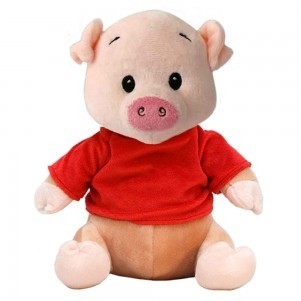 10" Plush Toy Pig Stuffed Animal With Customizable T-Shirt