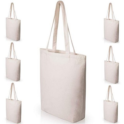 Bags: Heavy Duty and Strong Large Natural Canvas Tote Bags with Bottom Gusset