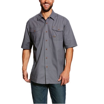 Rebar® Men's Tough Durastretch™ Steel Gray Short Sleeve Work Shirt