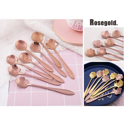 Rosegold Flower Shape Stainless Steel Coffee Spoon