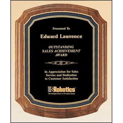 Airflyte® Natural Alder Wood Plaque w/Notch Corner, Florentine Border & Textured Plate (7"x 8")