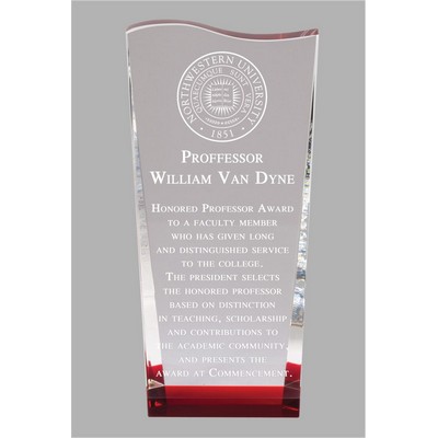 Wave Rider Crystal Award w/Red Accent Bottom