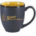 16 Oz. Matte Black Out/Yellow Gloss In Bistro Mug