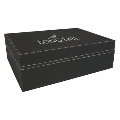 10 1/4" x 7 1/2" Black/Silver Leatherette Premium Gift Box