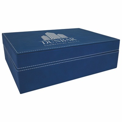 12 1/4" x 8 1/4" Blue/Silver Leatherette Premium Gift Box