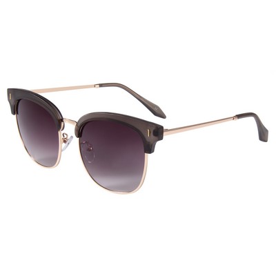 Sunglasses - Smoke Gradient Lenses - Clear Gray Frames - Gold Temples