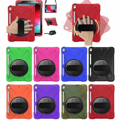 Kidder iPad 10.2" Case with Hand Strap + Shoulder Strap (Red)