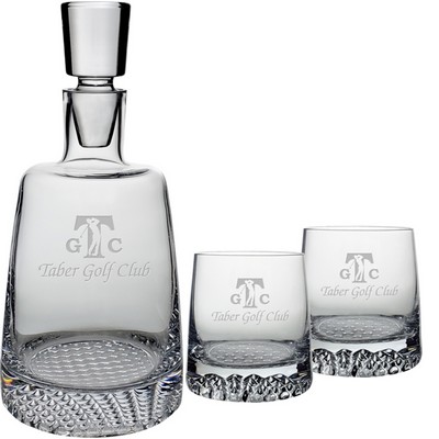 Finland 25 oz. Crystal Decanter & 2 DOF glasses