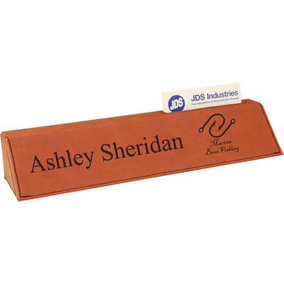 Rawhide Desk Wedge w/Business Card Slot, Laserable Leatherette, 10-3/4" x 1-7/8" x 2-3/4"