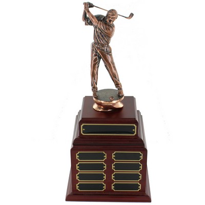 17" Perpetual Male Golf Trophy w/8 Name Plates