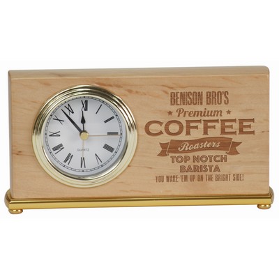 7 1/2" x 4" Red Alder Horizontal Desk Clock