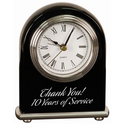 4" x 5" Black Piano Finish Arch Desk Clock